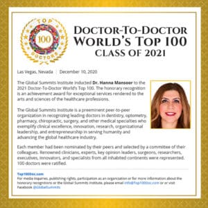 Doctor to Doctor World's Top 100 Certificate - Class of 2021